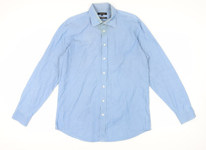 Jaeger Men's Blue Cotton Button-Up Shirt 16.5