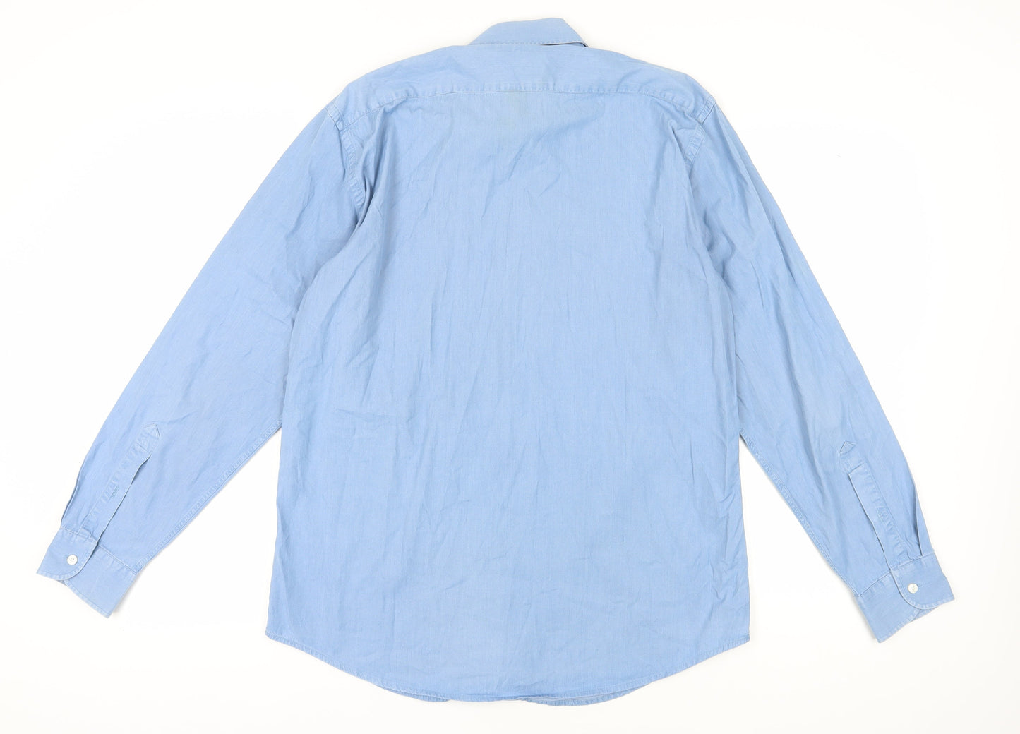 Jaeger Men's Blue Cotton Button-Up Shirt 16.5