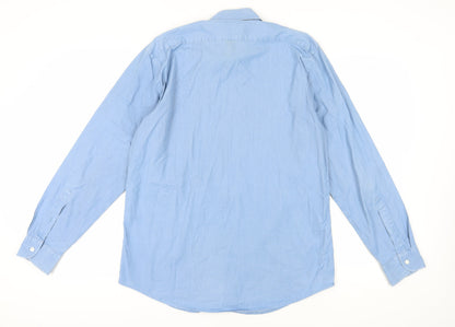 Jaeger Men's Blue Cotton Button-Up Shirt 16.5