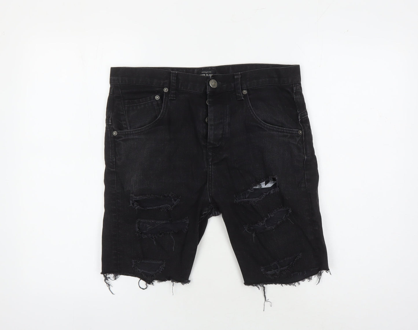 River Island Men's Black Biker Slim Shorts