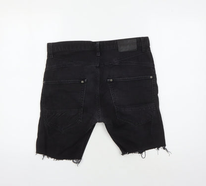 River Island Men's Black Biker Slim Shorts