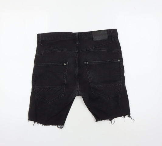 River Island Men's Black Biker Slim Shorts