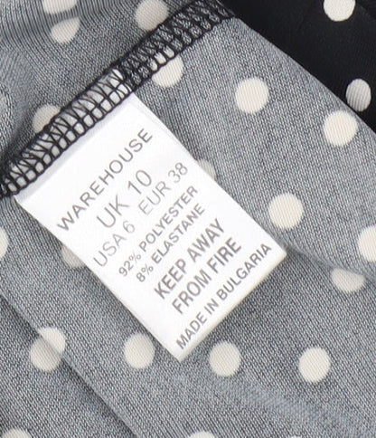 Warehouse Women's Black Polka Dot Wrap Dress Size 10
