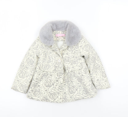 Barbouillage Unisex Toddler Floral Coat 9-12M Grey Winter