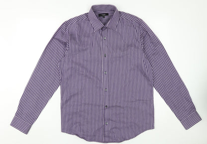 Thomas Nash Men's Purple Striped Dress Shirt, Size S