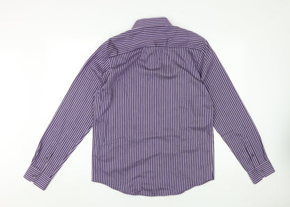 Thomas Nash Men's Purple Striped Dress Shirt, Size S