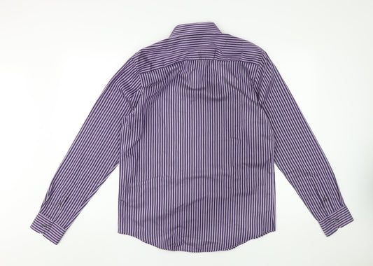 Thomas Nash Men's Purple Striped Dress Shirt, Size S