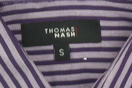 Thomas Nash Men's Purple Striped Dress Shirt, Size S