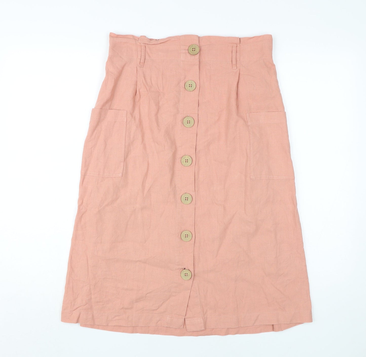 Fat Face Women's Pink A-Line Midi Skirt Size 10