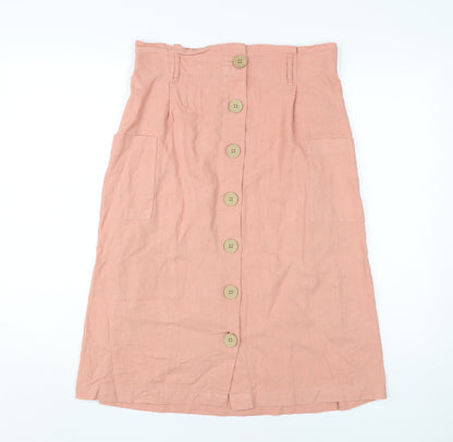 Fat Face Women's Pink A-Line Midi Skirt Size 10