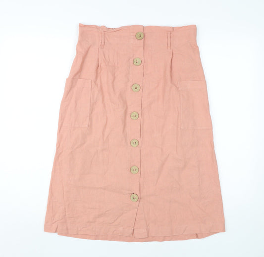 Fat Face Women's Pink A-Line Midi Skirt Size 10