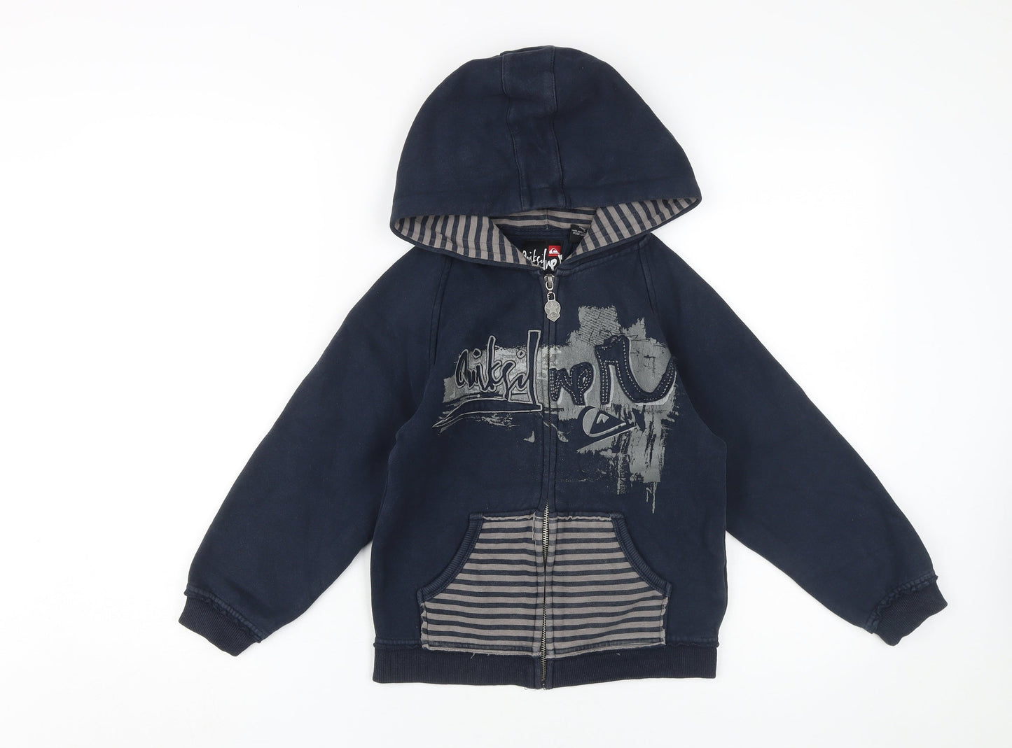 Quiksilver Boys Blue Full Zip Hoodie 5-6Y Logo Graphic