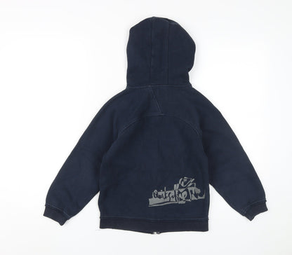 Quiksilver Boys Blue Full Zip Hoodie 5-6Y Logo Graphic