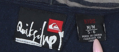 Quiksilver Boys Blue Full Zip Hoodie 5-6Y Logo Graphic