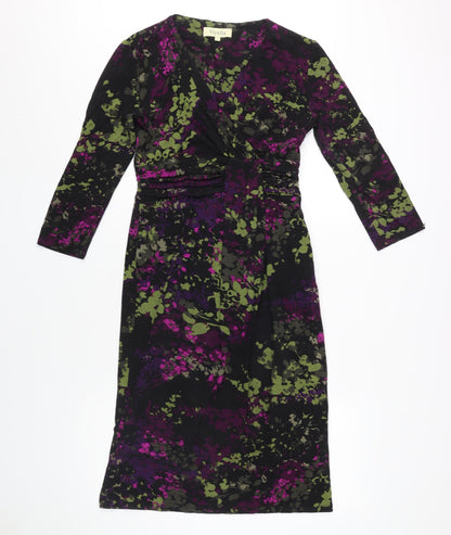 Viyella Women's Multicoloured Floral 8 Midi Wrap Dress