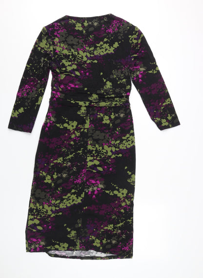 Viyella Women's Multicoloured Floral 8 Midi Wrap Dress