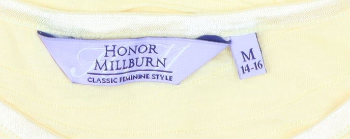 Womens UK Size 14-16 Honor Millburn Yellow Basic T-Shirt