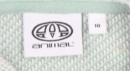 Animal Womens Green Knit Cotton Hoodie, Size 10