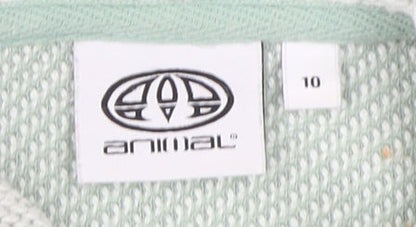 Animal Womens Green Knit Cotton Hoodie, Size 10