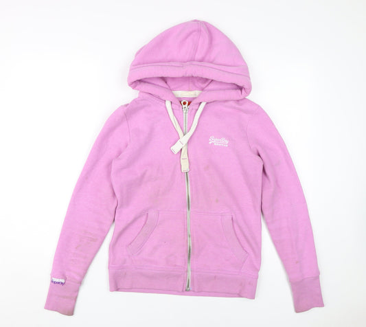 Superdry Pink Full Zip Hoodie, XS, Women's Casual Style