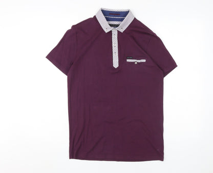 Guide London Men's Purple Short Sleeve Polo, Size S