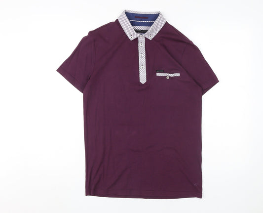 Guide London Men's Purple Short Sleeve Polo, Size S