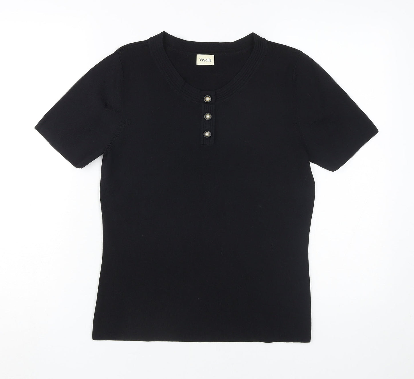 Womens UK Size M Viyella Black Basic T-Shirt