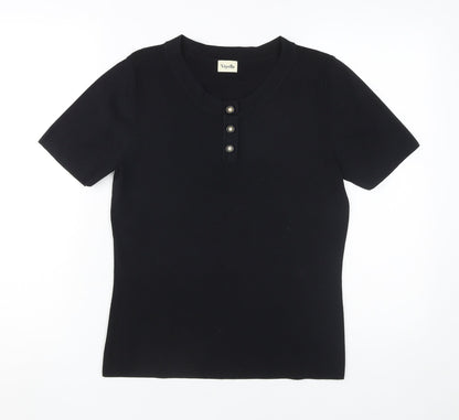 Womens UK Size M Viyella Black Basic T-Shirt