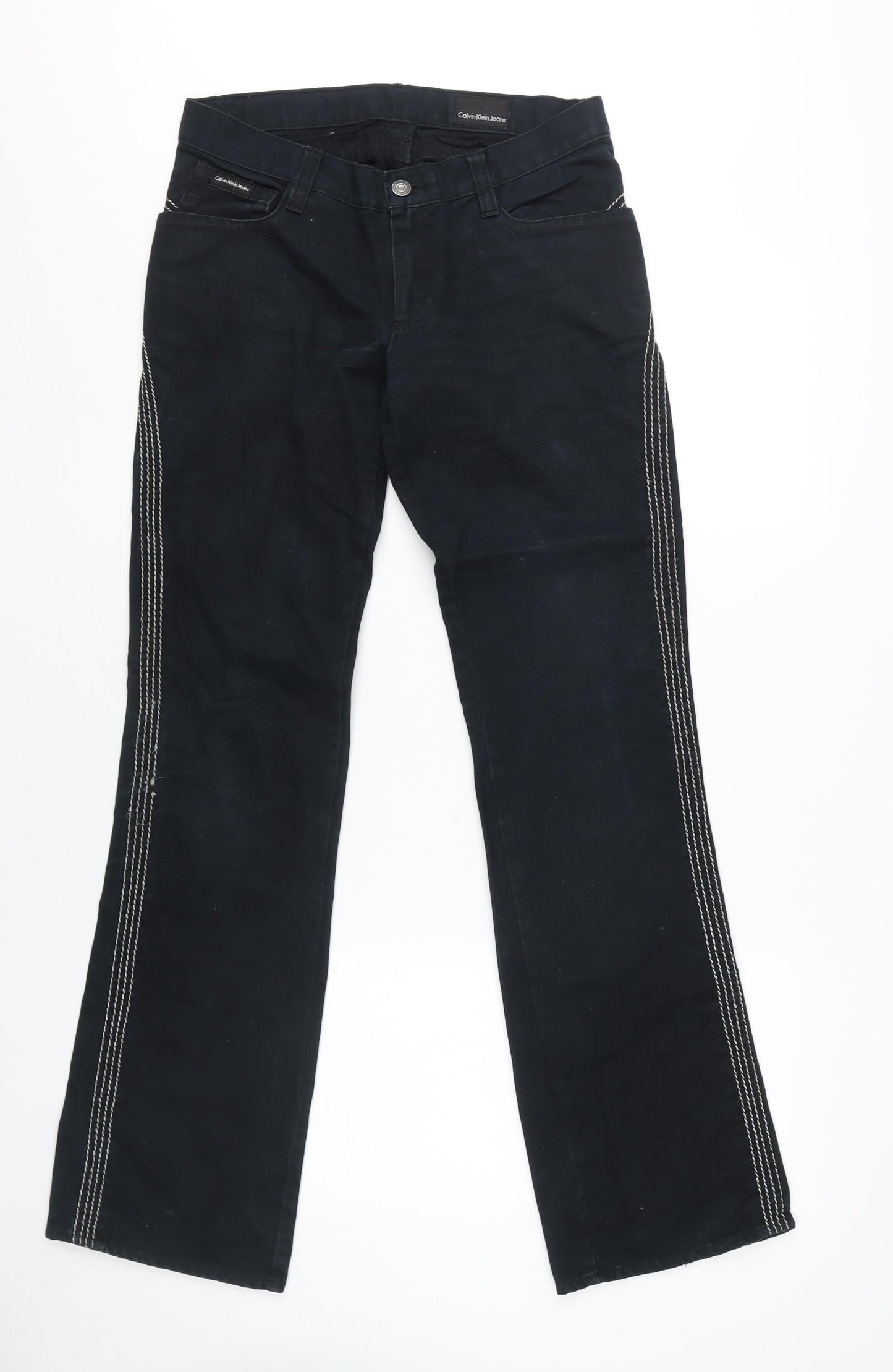 Womens UK Size 28 Calvin Klein Regular Fit Bootcut Black Jeans