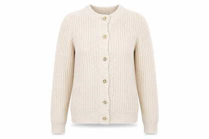 Honor Millburn Women's Beige Cardigan M 14-16 Knit Collared