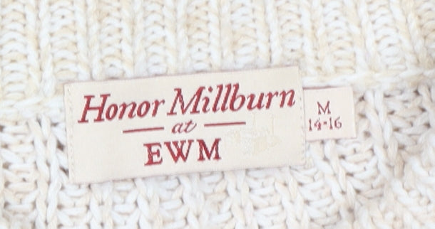 Honor Millburn Women's Beige Cardigan M 14-16 Knit Collared