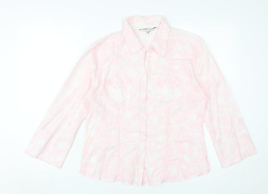 Laura Ashley Women's Pink Floral Button-Up, Size 14