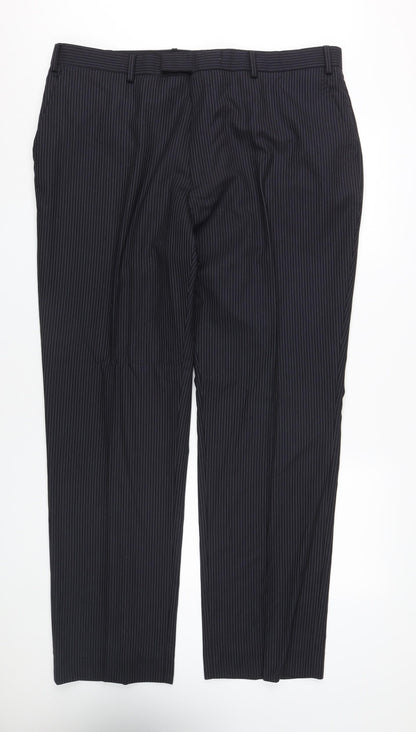 Jaeger Men's Black Wool Pinstripe Dress Pants 40L
