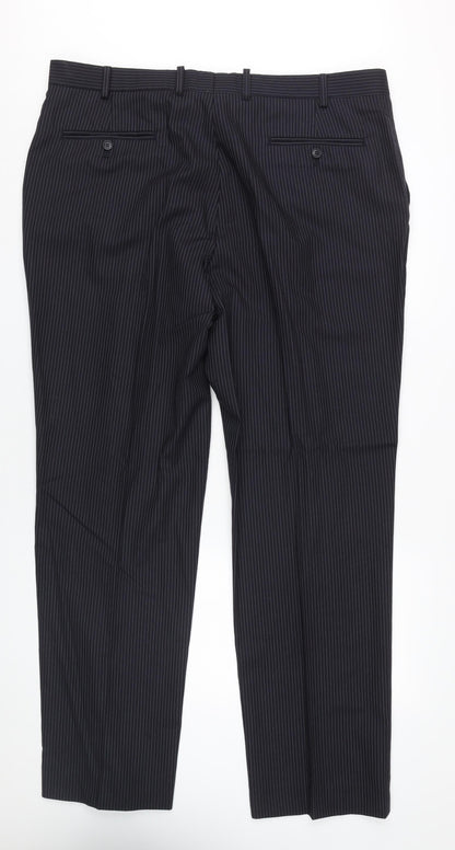 Jaeger Men's Black Wool Pinstripe Dress Pants 40L