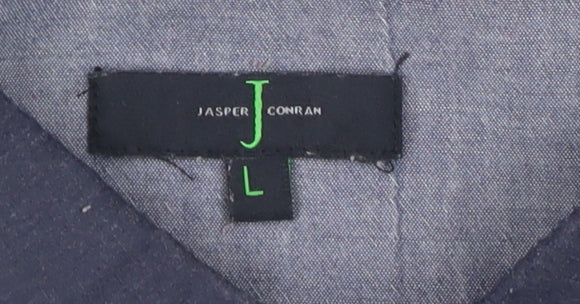 Jasper Conran Men's Blue Striped Polo L Short Sleeve Cotton