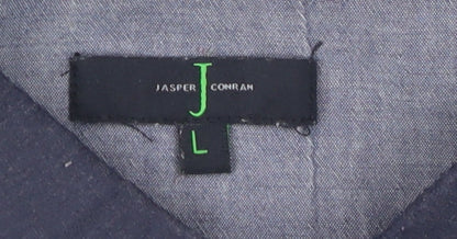 Jasper Conran Men's Blue Striped Polo L Short Sleeve Cotton