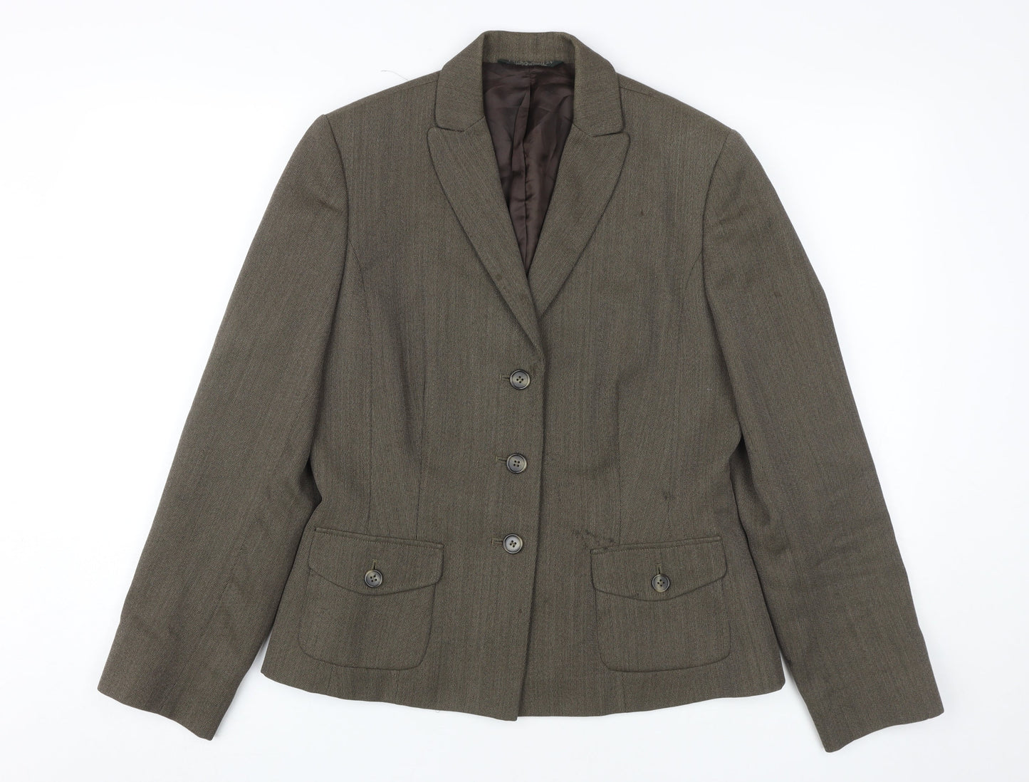 Laura Ashley Women's Brown Wool Blazer Size 12 Classic Style