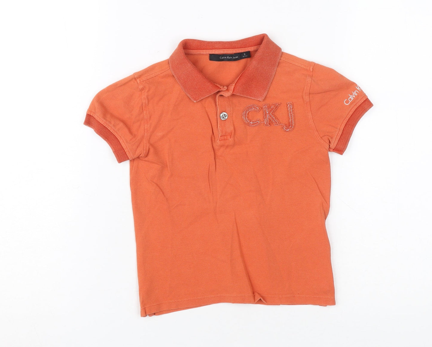 Calvin Klein Boys Orange Polo Shirt Size 3 Years