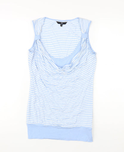 Jasper Conran Women's Blue Striped Sleeveless Cowl Neck Top