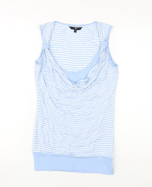 Jasper Conran Women's Blue Striped Sleeveless Cowl Neck Top