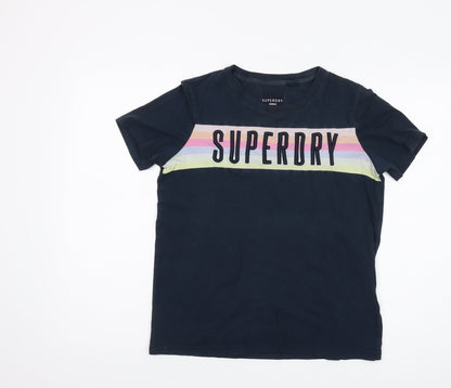 Unisex Adults UK Size 8 Superdry Blue Basic T-Shirt
