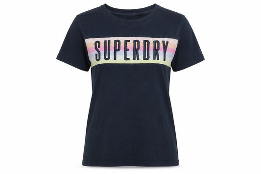 Front view of Superdry unisex blue t-shirt uk 8 casual classic