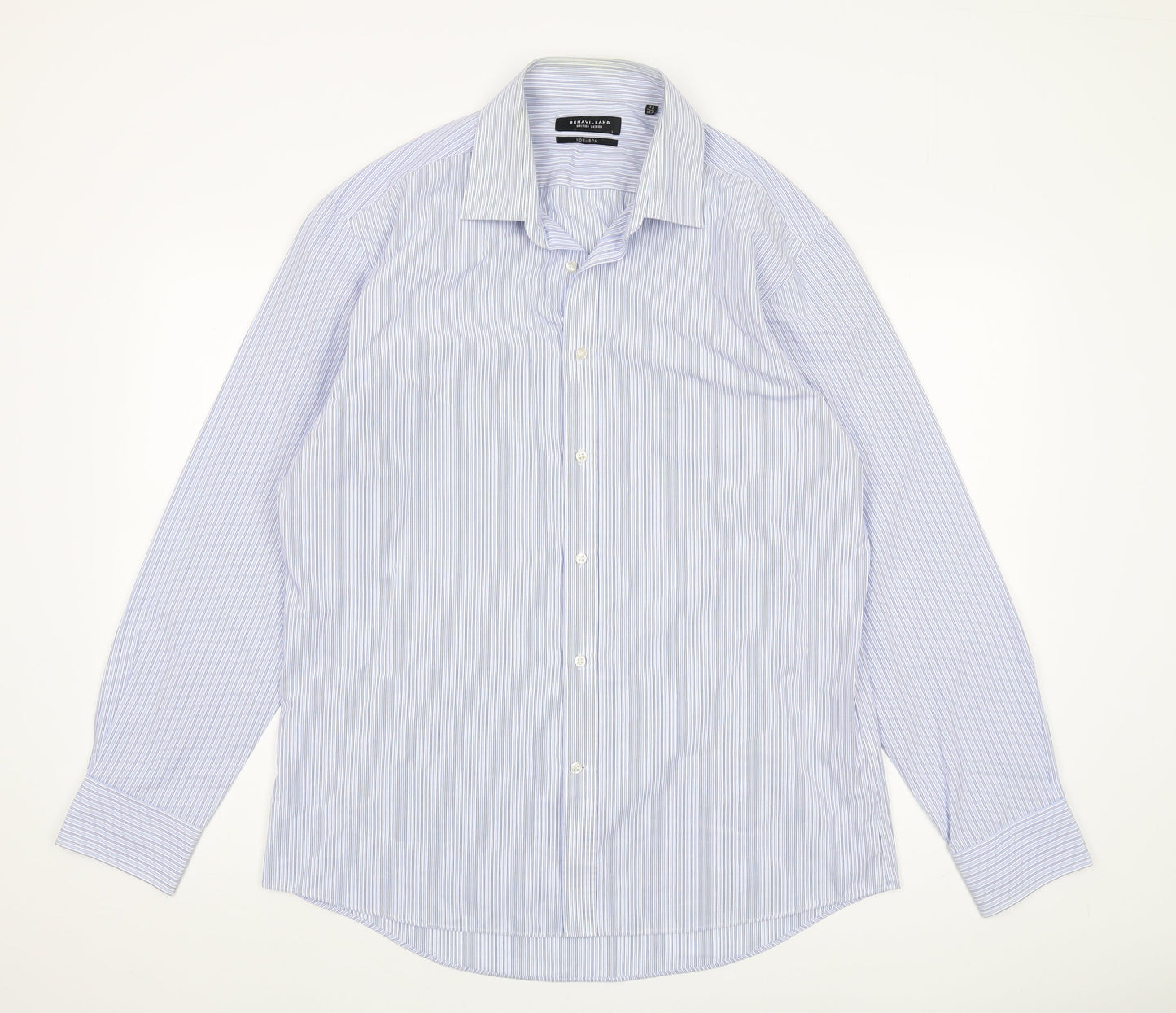 Dehavilland Men's Blue Striped 16.5 Casual Shirt