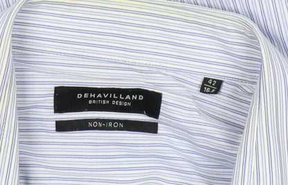 Dehavilland Men's Blue Striped 16.5 Casual Shirt