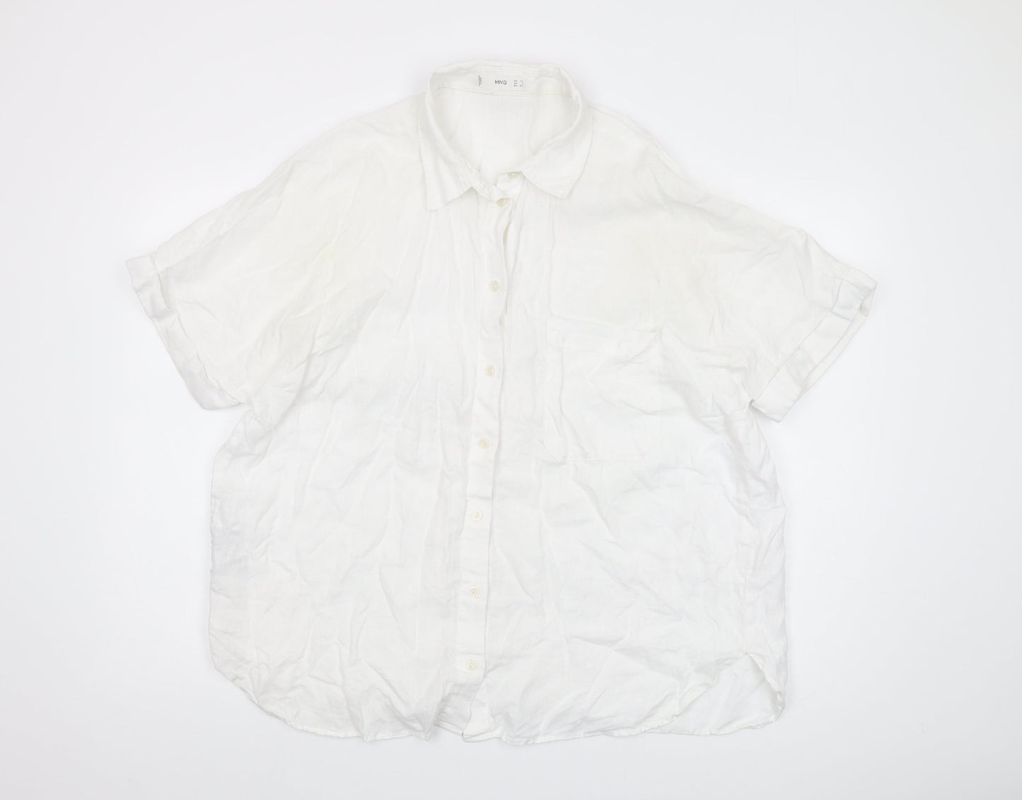Womens UK Size XL MNG White Basic Button-Up