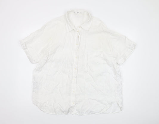 MNG Women's White Linen Button-Up Shirt XL
