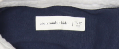 Abercrombie Kids Boys Blue Polo Long Sleeve, Colourblock, 11-12 Years