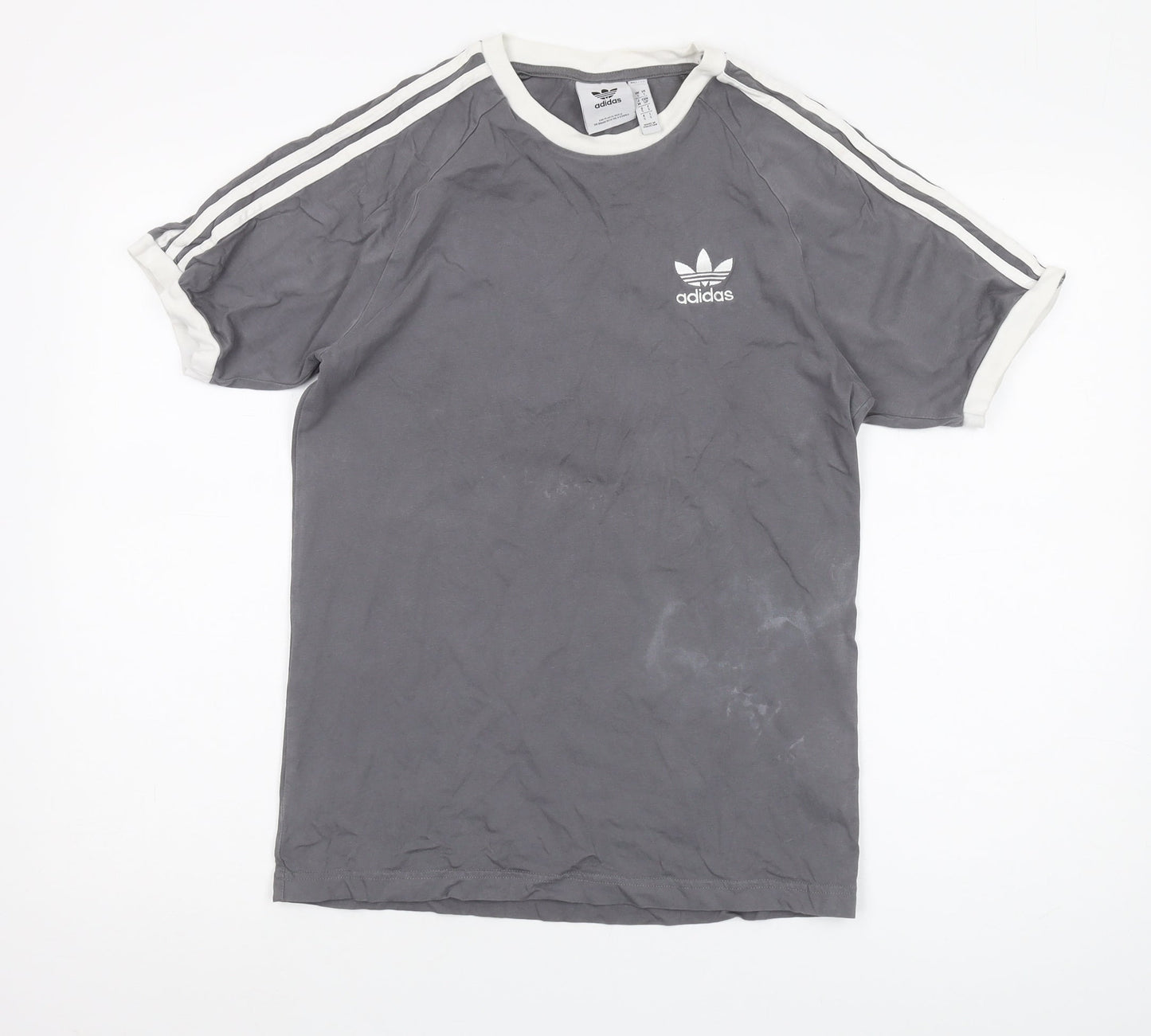 Adidas Men's Grey Cotton Logo T-Shirt Size S