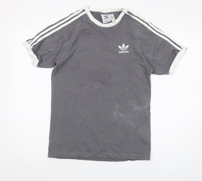 Adidas Men's Grey Cotton Logo T-Shirt Size S