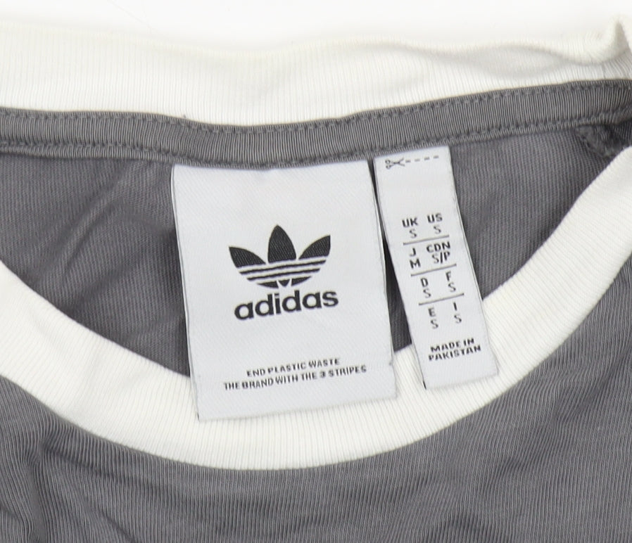 Adidas Men's Grey Cotton Logo T-Shirt Size S
